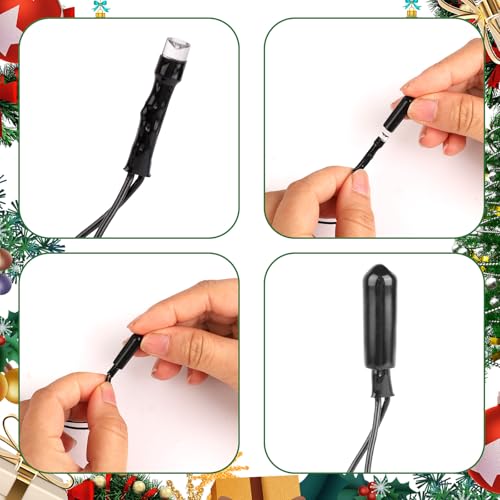 200pcs Black No Glow Caps for String Lights, Christmas Outdoor Yard Decor