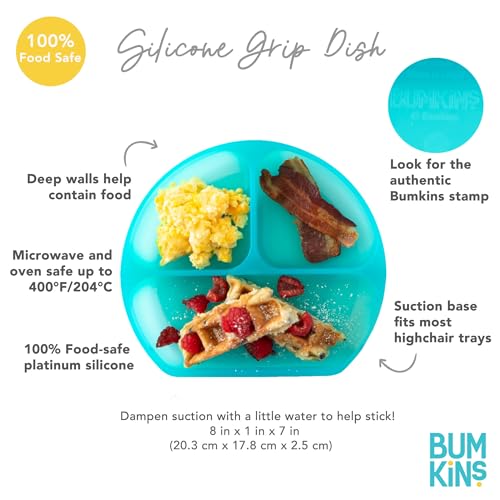 Bumkins Silicone Suction Plate for Toddlers - Divided Grip Dish in Purple Jelly