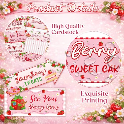 20 Pcs Strawberry Birthday Party Signs - 1st Birthday Decor
