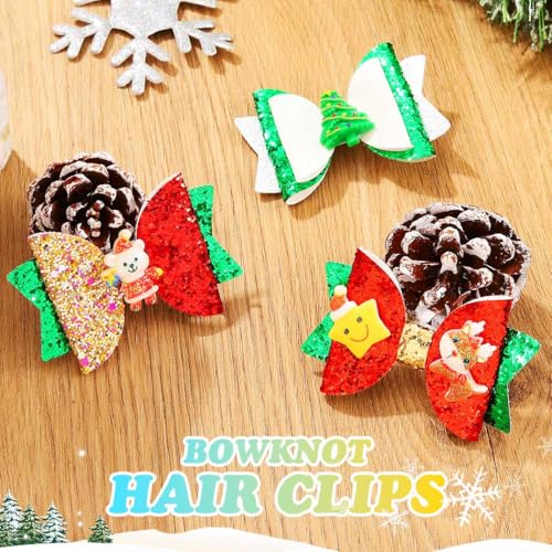 JONKY Christmas Hair Bow Clip Snowflake Xmas Tree Holiday Barrette