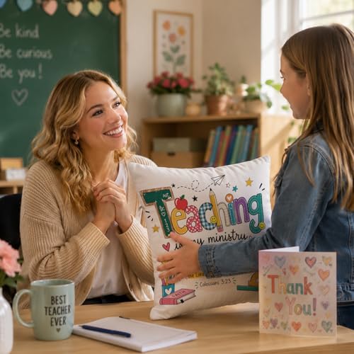 Teaching Throw Pillow Cover 18x18 Inch - Christian Gifts for Teachers