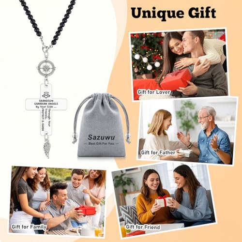 Grandson Car Rear View Mirror Hanging Ornament - Gifts from Grandma & Grandpa - Birthday, Christmas, Graduation