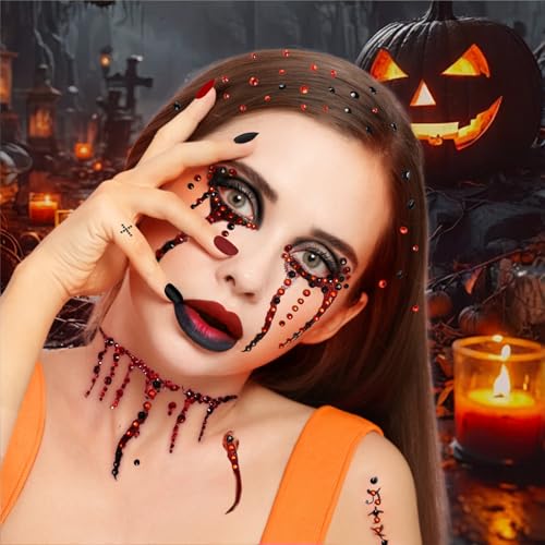 Teenitor Self-Adhesive Face Gems & Body Rhinestones for Halloween Makeup