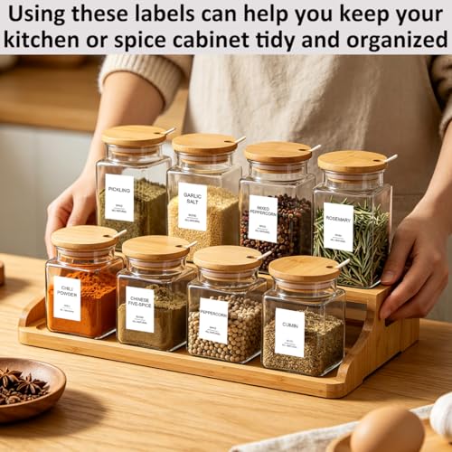 256 Waterproof Spice Labels - Minimalist White Jar Stickers