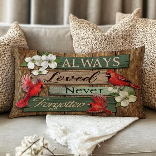 Cardinal Lumbar Pillow Cover | 12x20 Decorative Cushion, Farmhouse Style