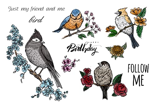 Birds and Flowers Clear Silicone Stamp for Scrapbooking and Card Making