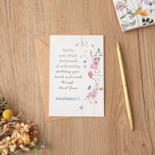 24-Pack Religious Sympathy Cards with Envelopes & Stickers - Floral Designs
