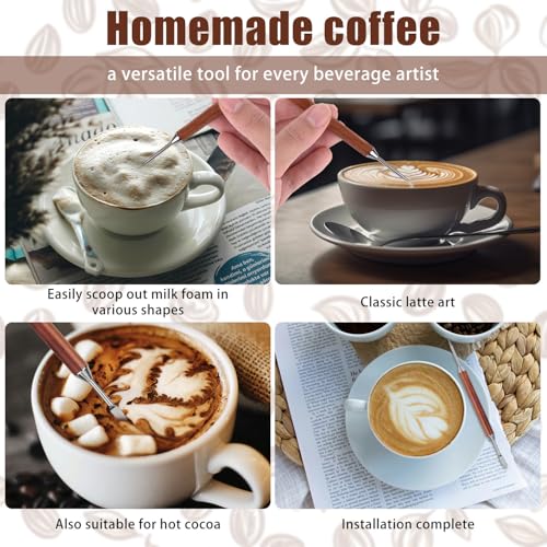 Latte Art Pen Set - 2 Stainless Steel Tools with Rosewood Handle