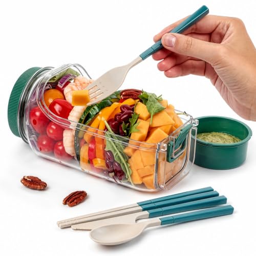 Baker's Best Buddy Salad Jar with Side Opening & Dressing Container
