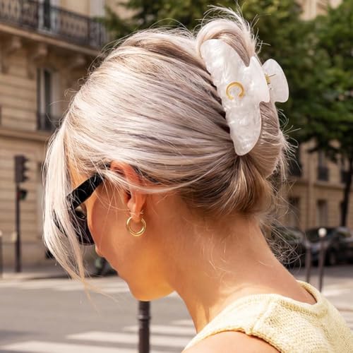BARTOSI Acrylic Letter Hair Claw Clips Medium Hair Barrettes 2 Pack
