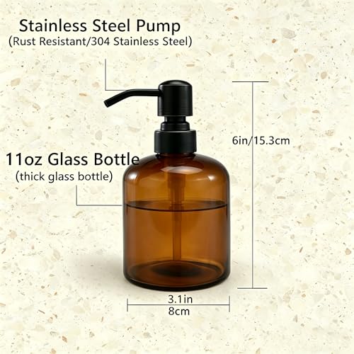 Oil Rubbed Bronze Glass Soap Dispenser - 11 Oz Refillable Pump