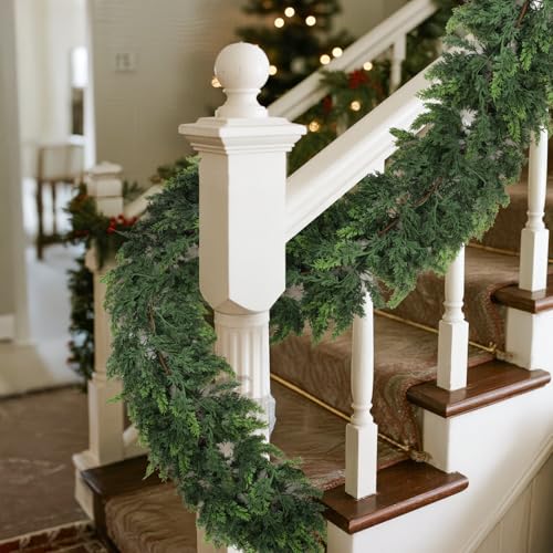 9ft Artificial Cedar Garland with Soft Thick Pine for Christmas Holiday Decor