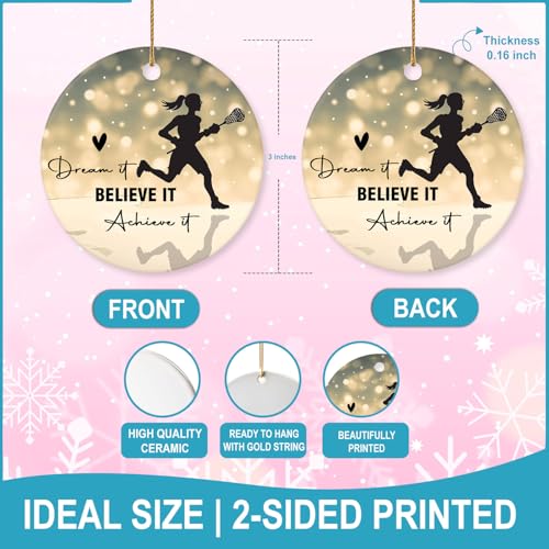 Girls Lacrosse Ornament for Christmas Tree - Cor2 Ceramic 3-Inch Holiday Decoration