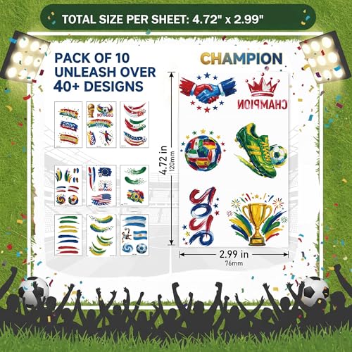2026 World Soccer Cup Temporary Tattoos Waterproof Sports Fan Merch