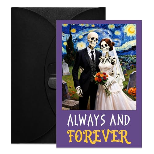Gothic Halloween Wedding Card - Skeleton Couple Anniversary Card