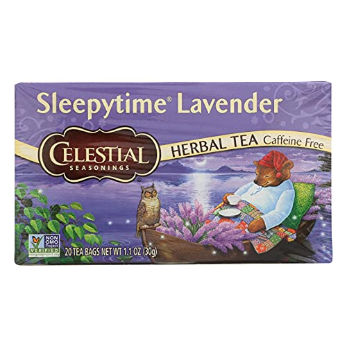 Celestial Seasonings Sleepytime Lavender Herbal Tea, Caffeine Free, Non GMO, 20 Bags (Pack Of 6)