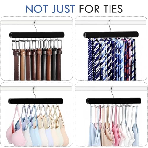 2-Pack Wooden Tie Rack Hanger - 36-Hook Closet Organizer for Ties & Belts
