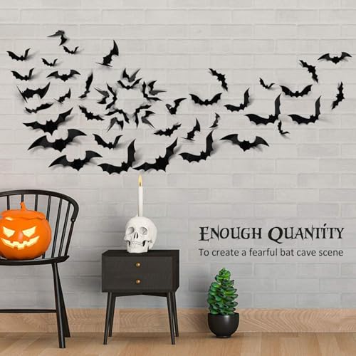 180PCS 3D Halloween Bat Wall Decor – Indoor & Outdoor Stickers