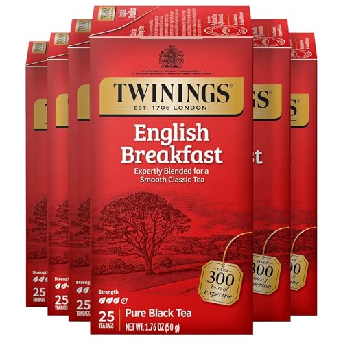 Twinings English Breakfast Black Tea Individually Wrapped Bags, 25