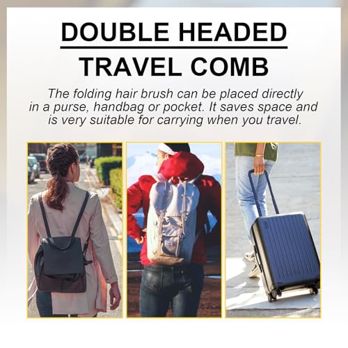 Qjaiune 3 Pack Foldable Travel Hair Brush Anti-Static Portable Pocket Comb
