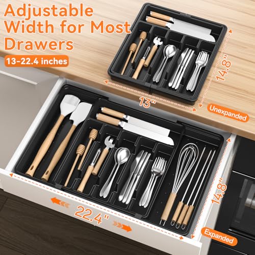RoomHacks Expandable Silverware Organizer, Adjustable Kitchen Drawer Tray