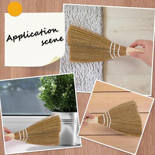 GORGECRAFT 11 Inch Traditional Handmade Grass Broom, Dark Gold White Edge