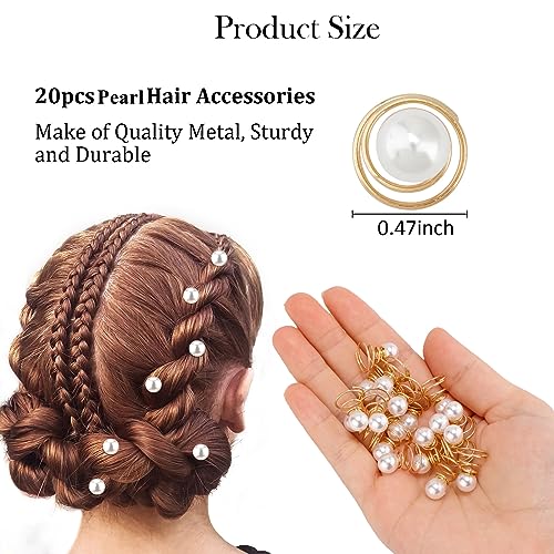 Hapdoo 20pcs Pearl Hair Pins Gold Spiral Bridal Hair Clips for Wedding