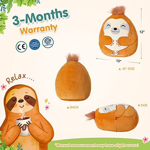 BSTAOFY 12'' Sloth Plush Stuffed Animal Cushion - Cute & Cuddly