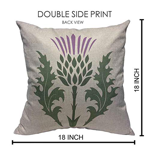 18x18 Green Blossom Thistle Cotton Linen Throw Pillow Cover - VERSUSWOLF