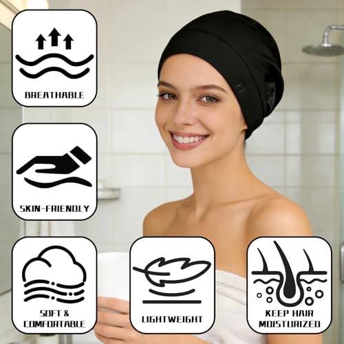 LUSTRIB Adjustable Silk Satin Sleep Bonnet for Curly Hair Protection