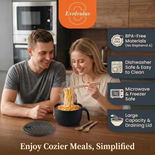 48oz Microwave Ramen Cooker - BPA-Free Ramen Bowl Set for Quick Meals