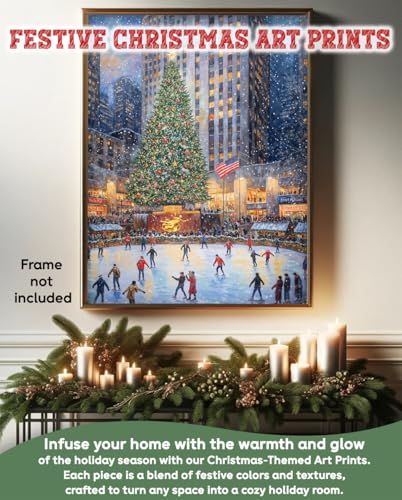 Unframed 11x14 NYC Christmas Ice Skating at Rockefeller Center Poster - Holiday Wall Art