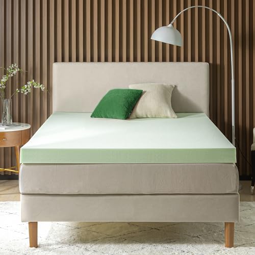 ZINUS 4 Inch Green Tea Memory Foam Mattress Topper, Pressure-Relieving Layer, Ideal for Back Pain Relief, Compact WONDERBOX Packaging, CertiPUR-US Certified, Full