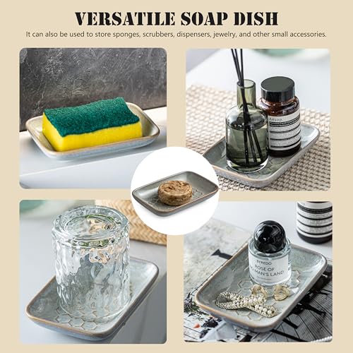 Gomakren Honeycomb Ceramic Soap Dish - Gray 5.5 Inch Tray