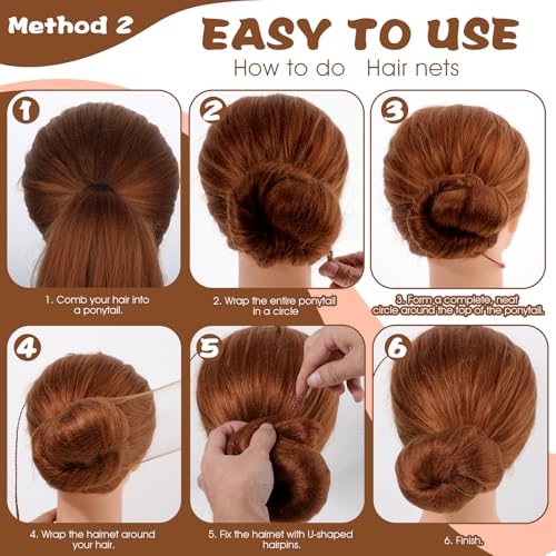 Giantree Brown Hair Nets and U-Shaped Pins Set for Buns Ballet and Work