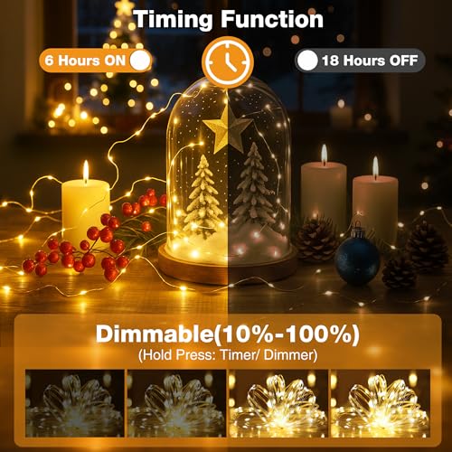 Warm White 3-Pack 16FT Fairy String Lights with Timer & Battery or USB Power