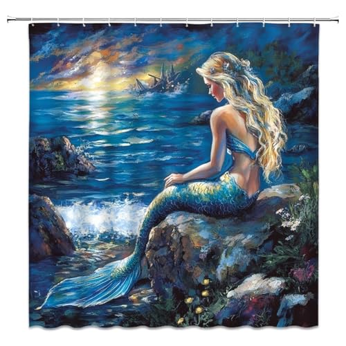 Fantasy Mermaid Shower Curtain - 72x72 Inch Waterproof Decor