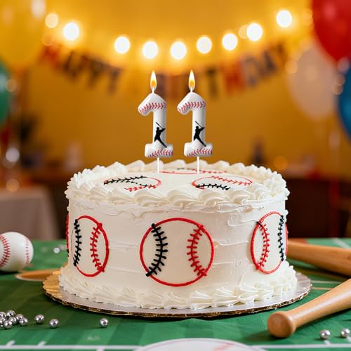 Baseball Number 11 Birthday Candle - Smokeless Cake Topper for Parties