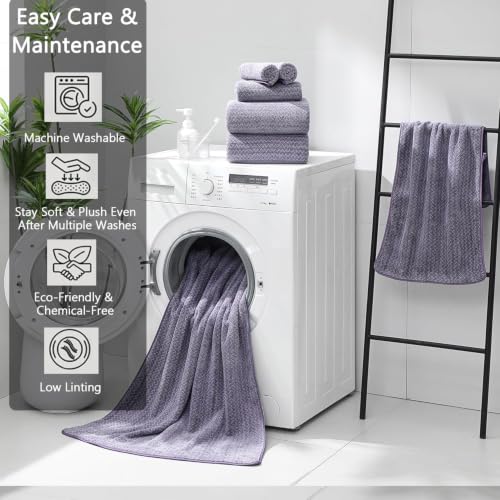 Ycosy Microfiber Hand Towel Set 16x31 Inches - 2-Piece, Dark Purple
