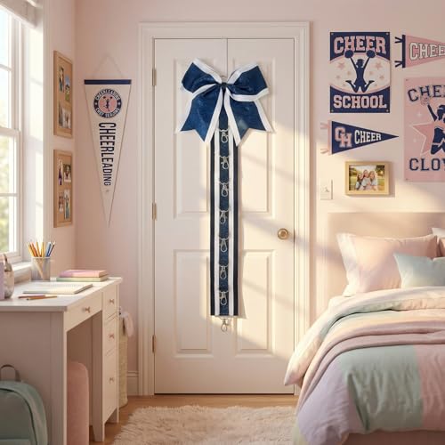 Large Handmade Cheer Bow Holder for Teen Girls - Navy