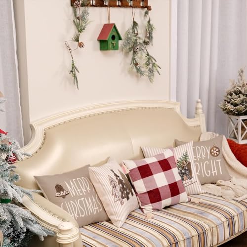 GEEORY Brown 18x18 Inch Christmas Pillow Covers Set of 4 Holiday Decor