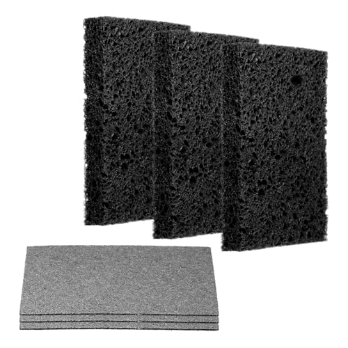 uxcell Black Cellulose Sponges - 6 Pcs Non-Scratch Kitchen & Bathroom Cleaning Scrubbers