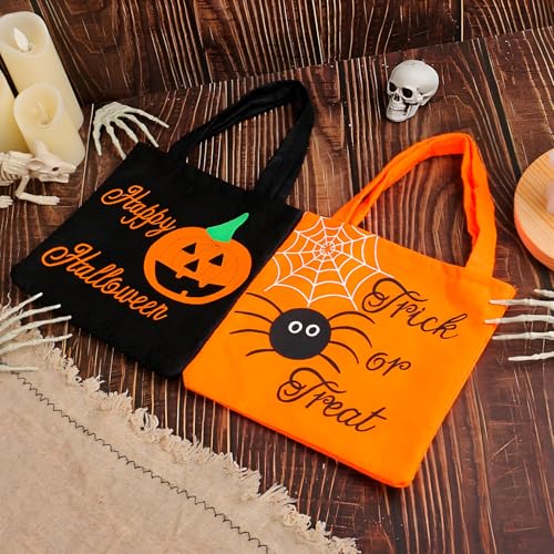 Halloween Trick or Treat Bags - 2 Pack Pumpkin & Spider Candy Holders