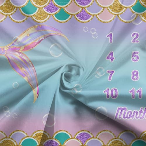 Pink Mermaid Scale Baby Milestone Blanket - Soft Photography Backdrop 60x40