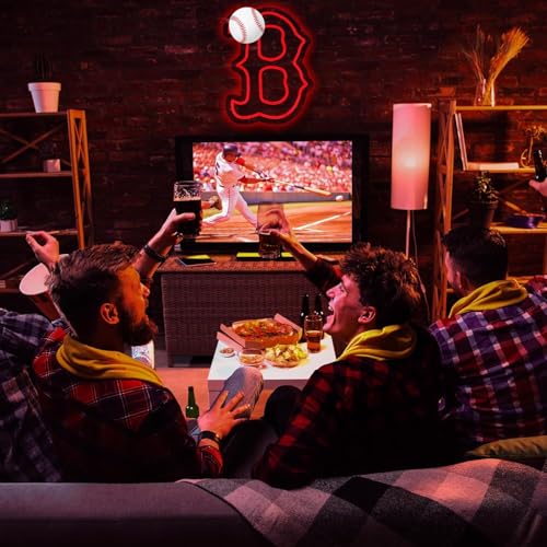 Red Socks Neon Sign - Boston BRS Logo Dimmable Wall Art for Bar Party Man Cave