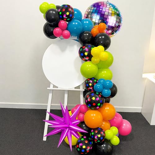 Colorful 80s Retro Balloon Kit for Birthday Dance Parties