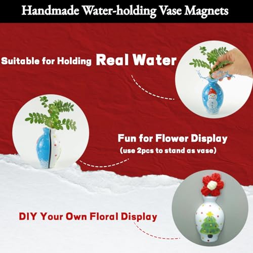 3-Inch Ceramic Flower Vase Magnets for Fridge - Handmade Art