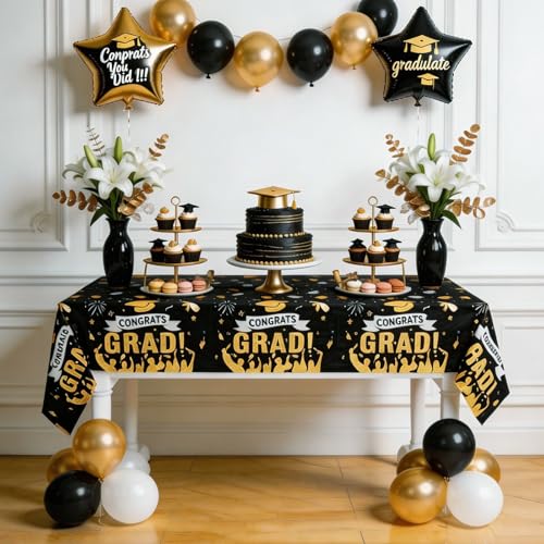 Accevo Class of 2026 Graduation Disposable Plastic Tablecloth 108" x 54" 2 Pack
