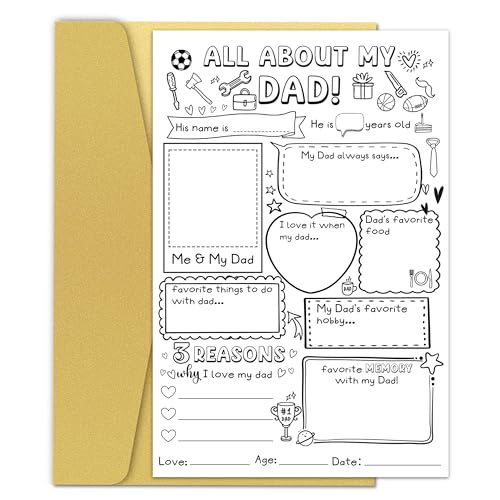 Interactive Father's Day Card for Dad - Fill in the Blanks Coloring Card