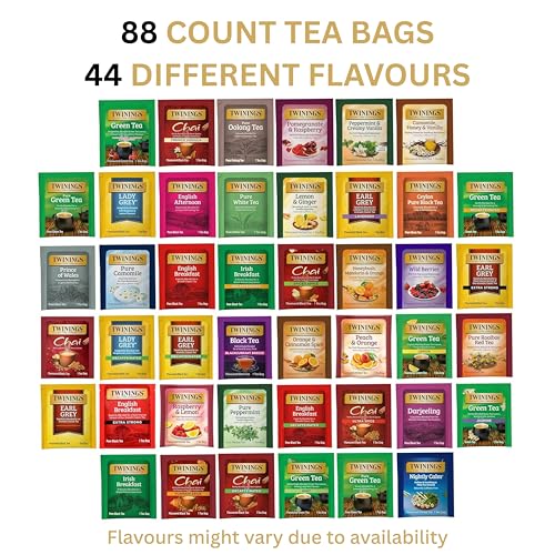 Twinings Tea Bag Sampler Assortment - 88 Count, 44 Flavours Variety Pack